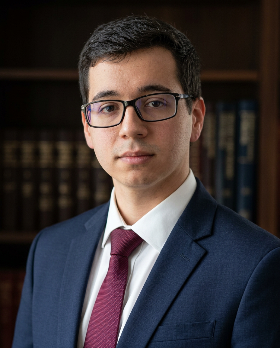 Retrato de Matheus Soares Rodrigues, com expressão séria e postura levemente de lado